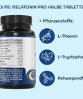 Vihado Melatonin Tablets High Dose - 370 Nights Forte Complex Vegan - Pure without Additives - Plus L-Theanine, L-Tryptophan, Ashwagandha, 185 Tablets, Melatonin, 1|B0BQYN4ZTR