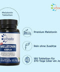 Vihado Melatonin Tablets High Dose - 370 Nights Forte Complex Vegan - Pure without Additives - Plus L-Theanine, L-Tryptophan, Ashwagandha, 185 Tablets, Melatonin, 1|B0BQYN4ZTR