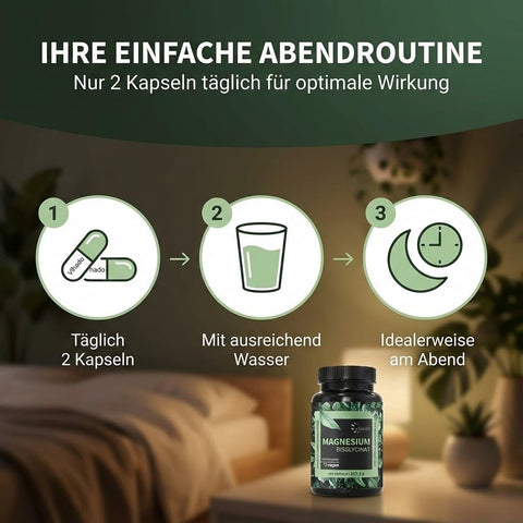 Vihado Magnesium Bisglycinat 365 XXL-Vorrat, 200 mg elementares Magnesium pro Tagesdosis, hochdosiert, 365 vegane Kapseln