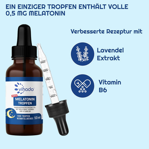 Vihado Melatonin-Tropfen, 1000 Tage, 50 ml (1000 Tropfen)