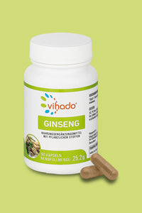 Vihado Ginseng Kapseln – mit Roter Ginseng Extrakt in hoher Dosierung – mit Pantothensäure für normale geistige Leistung – 90 Kapseln