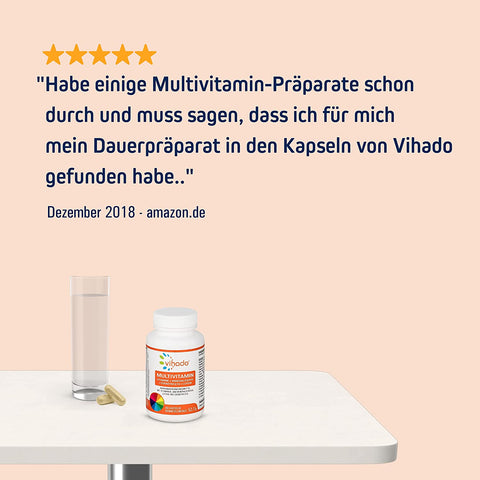 Vihado Multivitamin Kapseln, Vitamine A-Z Multimineral-Komplex, 26 Vitamine und Mineralstoffe hochdosiert, 60 Kapseln