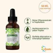 Vihado flüssige Chlorophyll Tropfen aus reinem Alfalfa - Lebenselexier mit energetisiertem Quellwasser ohne Zusatzstoffe, 50 ml (1.500 Tropfen)