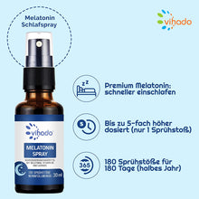Vihado Melatonin Einschlafspray - 5-fach höher dosiert - 180 Tage Vorrat - mit Lavendel ohne Alkohol ohne Zucker - schneller Einschlafen vegan (30 ml)