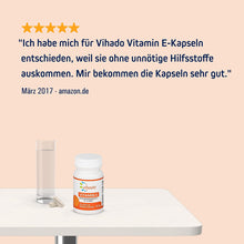 Vihado Vitamin E Kapseln– vegan mit Vitamin E hochdosiert – kontrollierte Qualität aus Deutschland – ohne unerwünschte Zusätze – 90 Kapseln