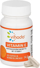 Vihado Vitamin E Kapseln– vegan mit Vitamin E hochdosiert – kontrollierte Qualität aus Deutschland – ohne unerwünschte Zusätze – 90 Kapseln