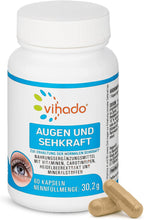 Vihado Augen und Sehkraft Vitamine – mit Lutein, Beta Carotin, Vitamin A und Zink – Nahrungsergänzungsmittel für die Augen – 60 Kapseln (30,2 g)