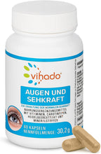 Vihado Augen und Sehkraft Vitamine – mit Lutein, Beta Carotin, Vitamin A und Zink – Nahrungsergänzungsmittel für die Augen – 60 Kapseln (30,2 g)