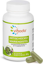 Vihado Artischocken Mariendistel Kapseln – naturbelassen und ohne Zusätze – hochdosierte Kapseln zur Nahrungsergänzung – 90 Kapseln (49g)
