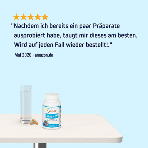 Vihado 4Men Kapseln, Testosteron-Spiegel und Fruchtbarkeit für Männer mit Selen und L-Arginin, 60 Kapseln