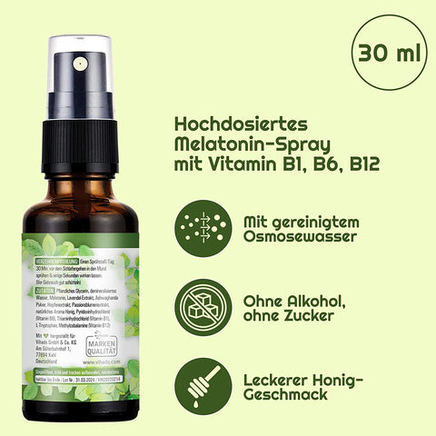 Vihado Natur Melatonin Einschlafspray, Ashwagandha und Lavendel, 180 Tage Vorrat, 30 ml