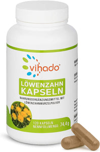 Vihado Löwenzahn Kapseln – naturbelassenes Löwenzahnwurzel Pulver in pflanzlichen Kapseln – bewährtes Nahrungsergänzungsmittel – 120 Kapseln
