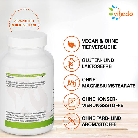 Vihado F-BDY Appetitzügler Kapseln – natürlich Abnehmen mit Konjakwurzel – mit anerkanntem Wirkstoff Glucomannan – 180 Kapseln