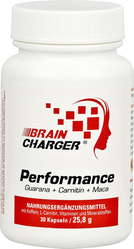 Vihado Brain Charger – gegen Müdigkeit und B-Vitamine für geistige Leistung – Koffein Kapseln mit Guarana, Maca, Ginkgo, Carnitin – 30 Kapseln