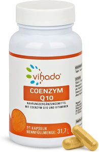 Vihado Coenzym Q10 Kapseln hochdosiert – B-Vitamine und Biotin für Energiestoffwechsel – Vitamin E gegen oxidativen Stress, 90 Kapseln (31,7g)
