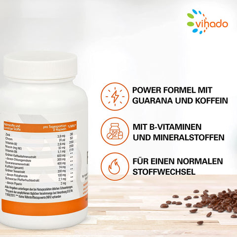 Vihado F-BDY Burn – Kapseln für den Stoffwechsel, Grüner Kaffee Extrakt und Grüner Tee Extrakt, 100 Kapseln