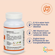 Vihado Coenzym Q10 Kapseln hochdosiert – B-Vitamine und Biotin für Energiestoffwechsel – Vitamin E gegen oxidativen Stress, 90 Kapseln (31,7g)