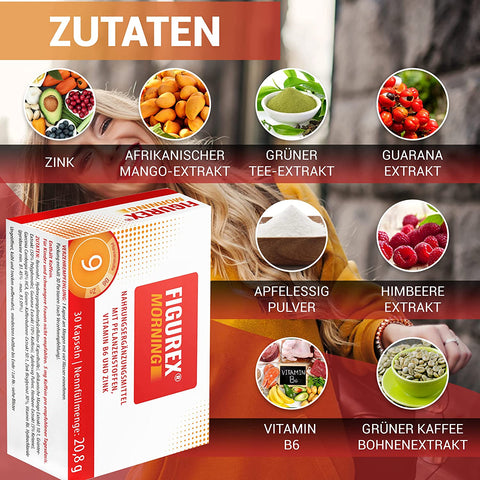FIGUREX Morning Keto Stoffwechsel-Kur Kapseln mit Koffein - 9-fach starke Power-Formel gegen Müdigkeit mit Pflanzenstoffen, 30 Kapseln (20,8g)