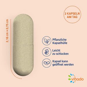 Vihado Vitamin K Komplex – Vitamin K2 MK7 mit Vitamin K1, Calcium und Vitamin D – optimale Zusammenstellung für wichtige Körperfunktionen – Nahrungsergänzungsmittel ohne Zusätze – 100 Kapseln (62,2g)